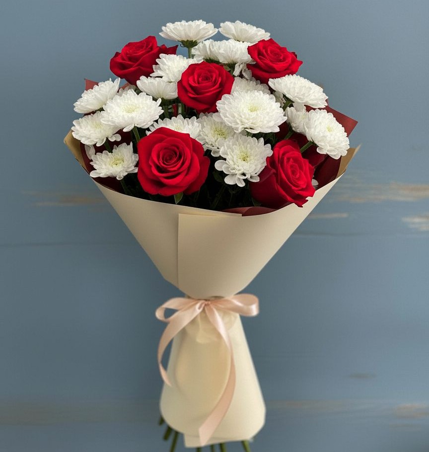 Букет цветов из: Розы и Хризантемы в Игриме